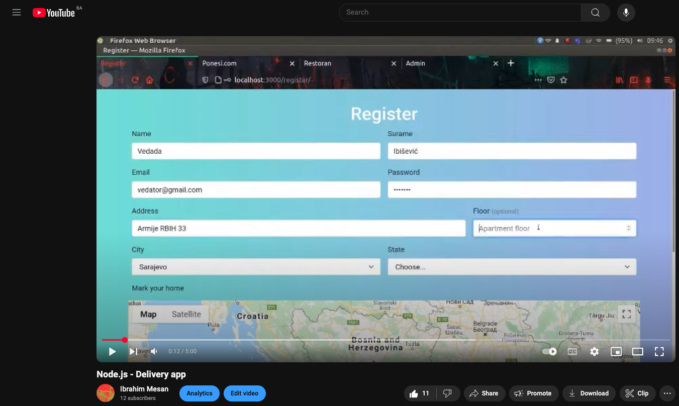 Food delivery platform secondary view